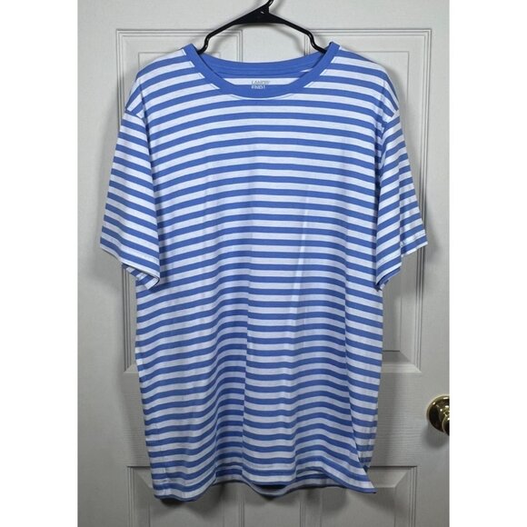 Mens XL Lands End Blue & White Striped Crewneck Short Sleeve T-Shirt 100% Cotton - Picture 8 of 9